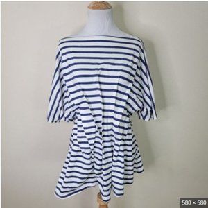 MX MATTHILDUR Blue White Striped Cotton Top Size S/M